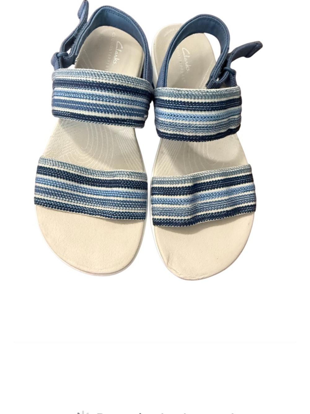 Clarks Cloudsteppers Arla Stroll Women’s Blue Striped Comfort Sandals-Size 7.5 W - Picture 14 of 14